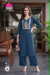 Teal Blue Colour Diya Trends Dhabu Cotton Kurtis With Bottom 4007 
